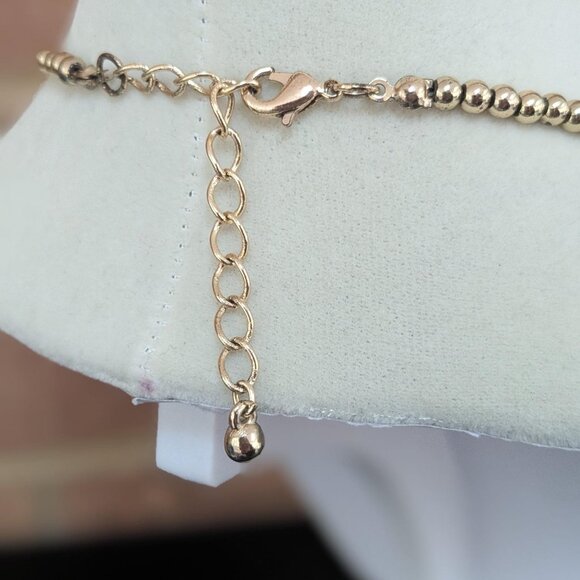 Vintage Gold Filigree Necklace, 1960s Conical Bead Link Chain - Picture 4 of 7